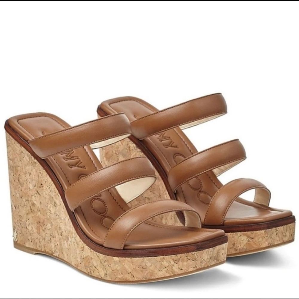 Jimmy CHOO leather Anethia Corkscrew Wedges